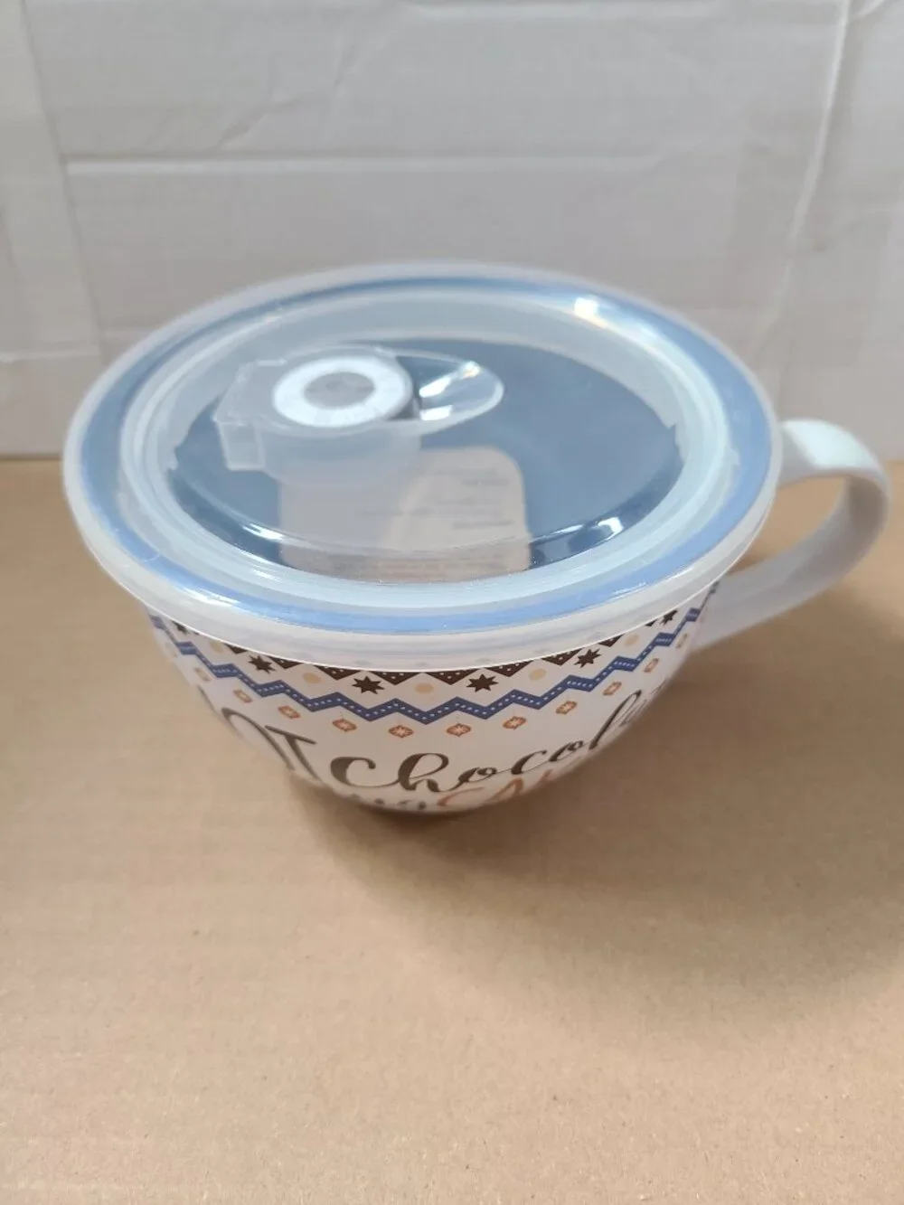 Pier 1 Mug Cake Cup Hot Chocolate Mug Large with Steamer Lid